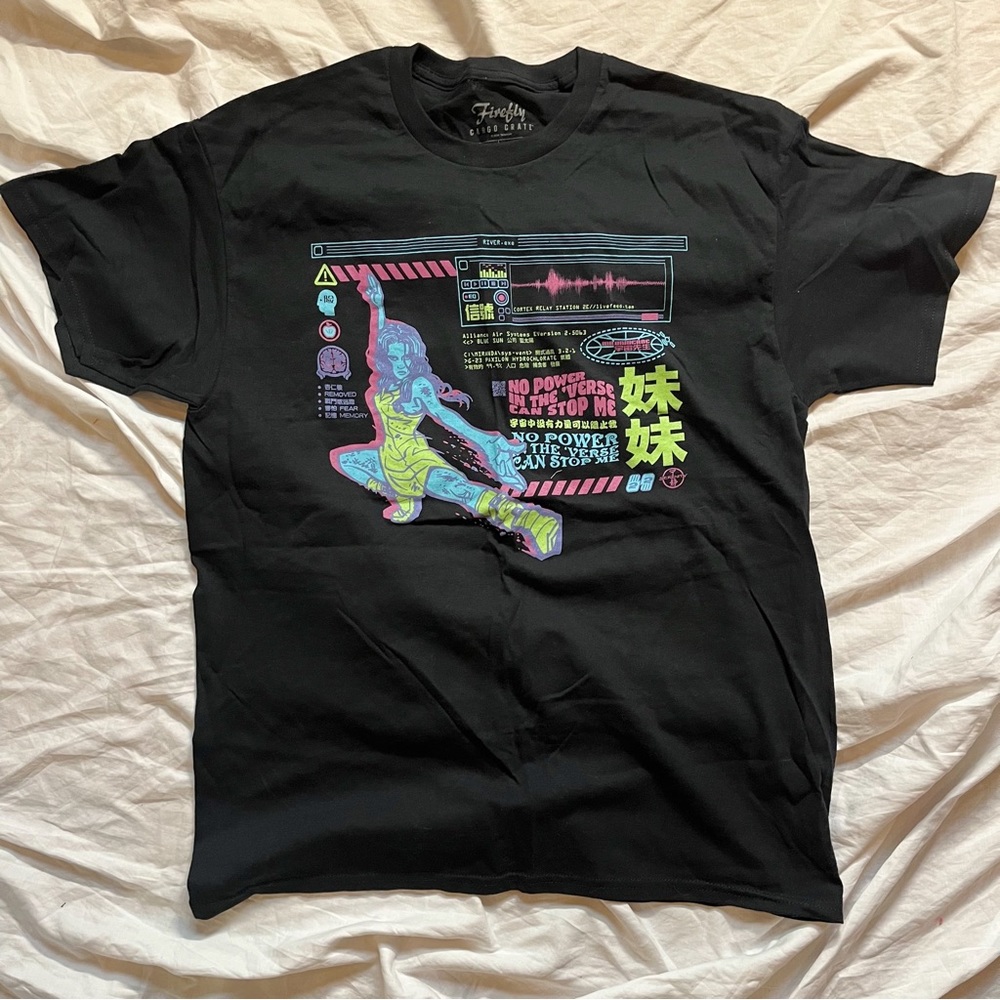 Firefly- serenity - loot-crate  - "NO POWER IN THE 'VERSE" black T-SHIRT
size L